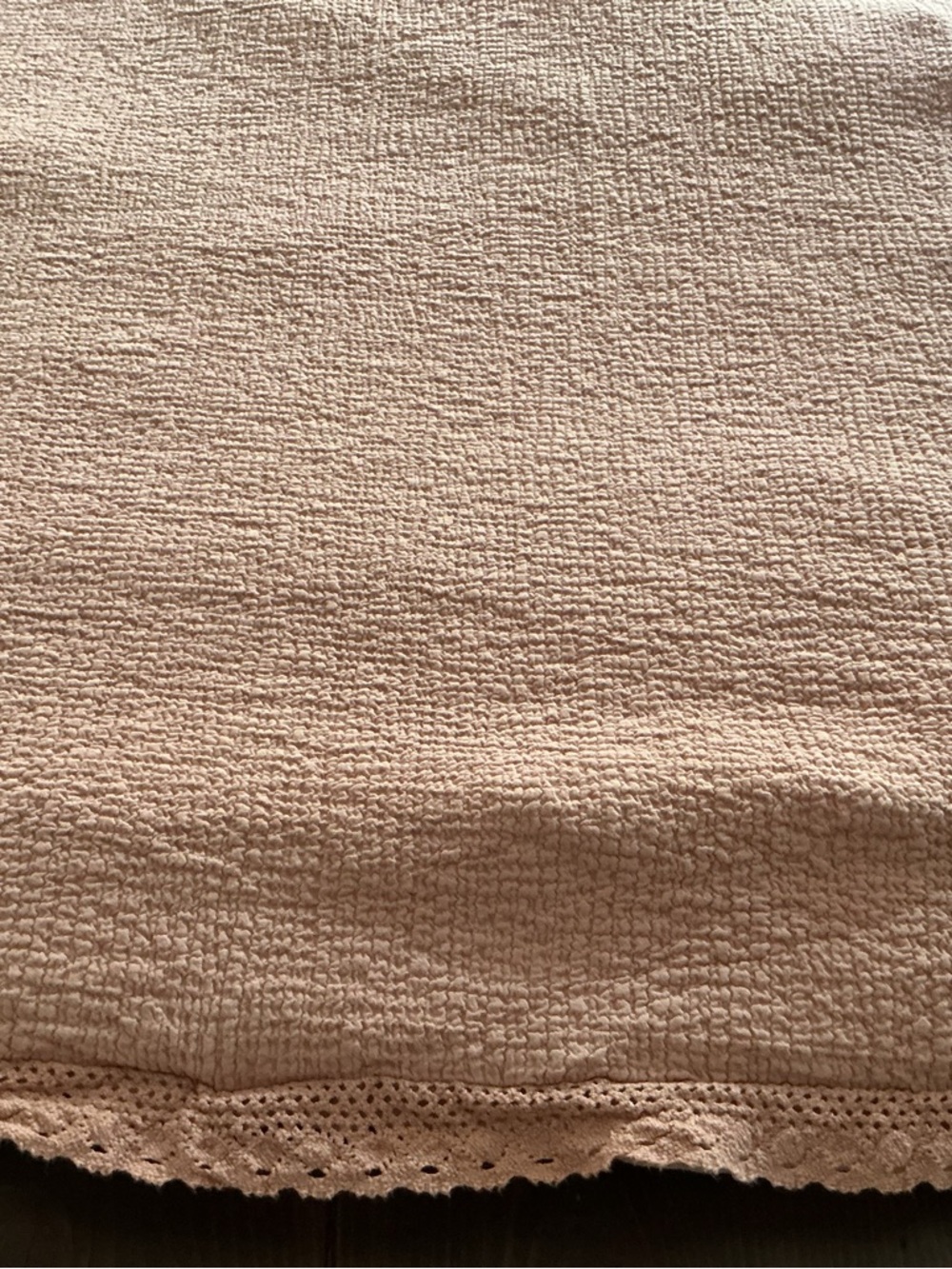 Chunky Cotton Waffle comforter w crochet trim - Picture 10 of 13